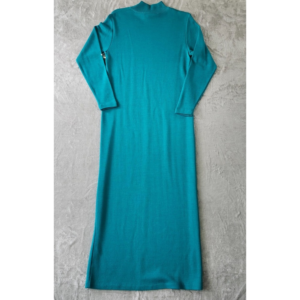 VTG I.K.C. Green Italian Orlandi Wool Blend Mock Neck Knit Sweater Dress M‎ New - Picture 14 of 16